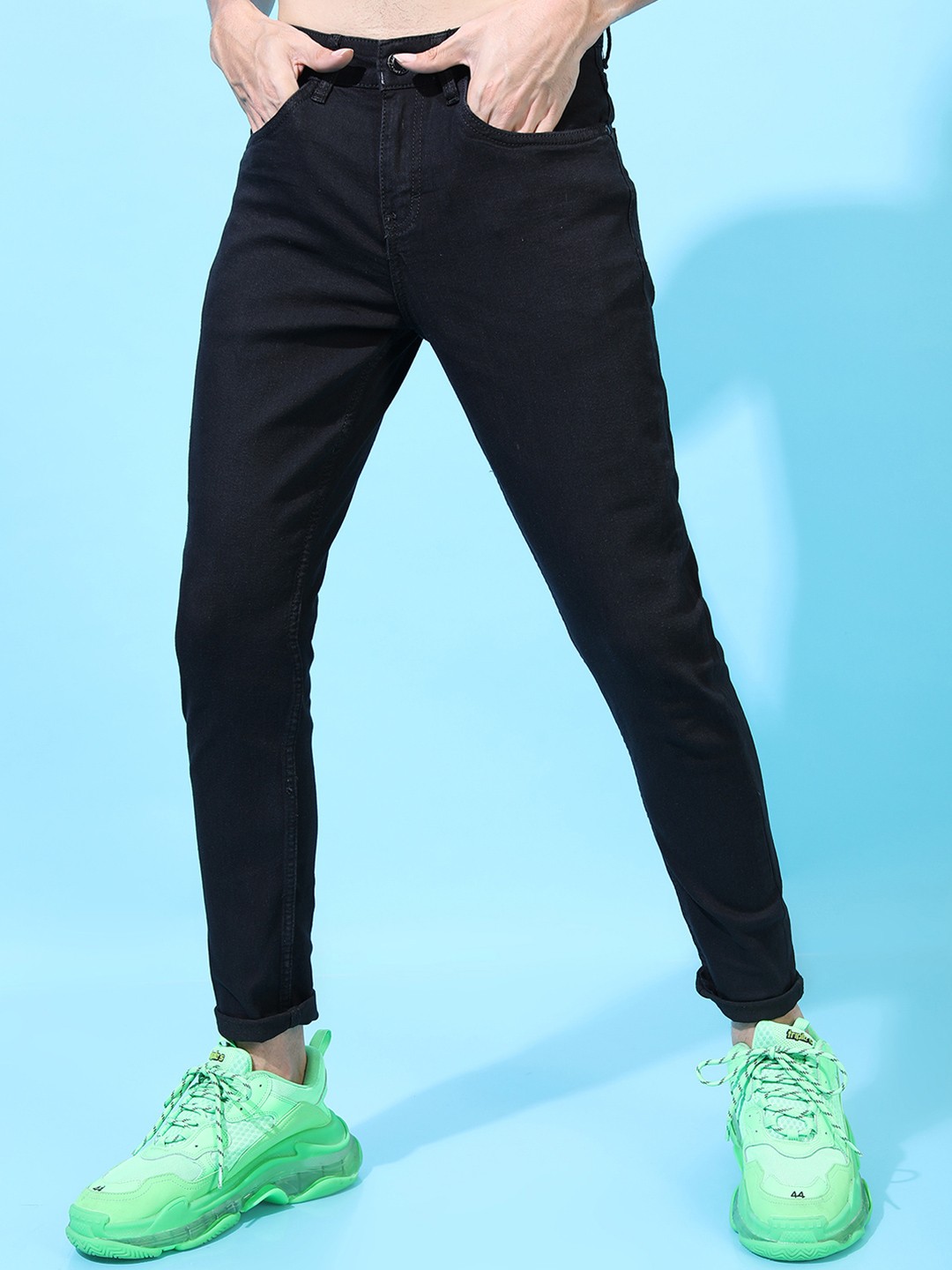 168b976b-19cb-427c-ad38-edc573134ce01657686589499HIGHLANDERMenBlackTaperedFitMid-RiseCleanLookStretchableJean5